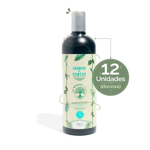 Shampoo de Romero Para Cabello Graso La Receta 450 ML x 12