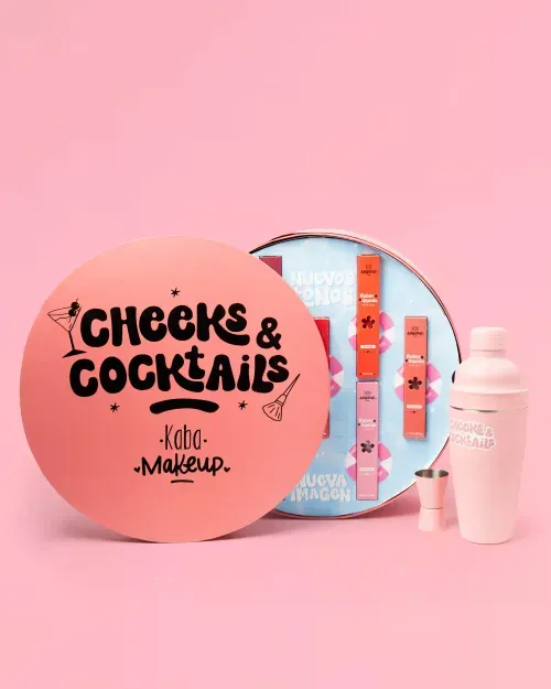 Caja PR de Rubores Liquidos Kaba Makeup Cheeks and Cocktails | Coleccion Completa con Coctelera y Medidor